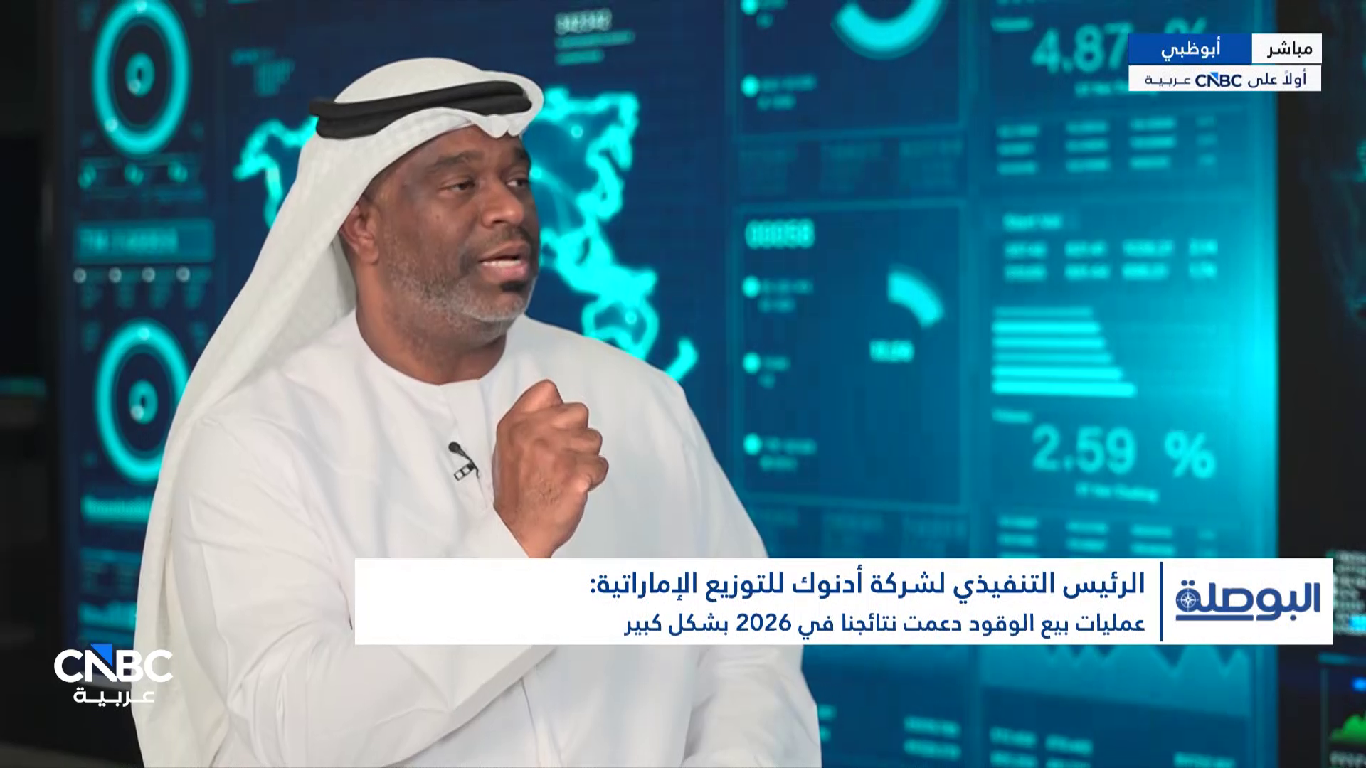 أولاً على CNBC عربية.. الرئيس التنفيذي لشركة أدنوك للتوزيع الإماراتية: الربع الأول من هذا العام قياسي فيما يخص الأرباح وهو الأعلى منذ تاريخ إدراج الشركة في سوق أبوظبي للأوراق المالية 